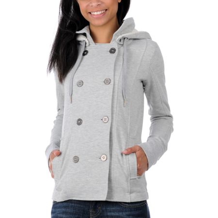 Empyre Girls Canopy Grey Pea Coat Sweatshirt Jacket