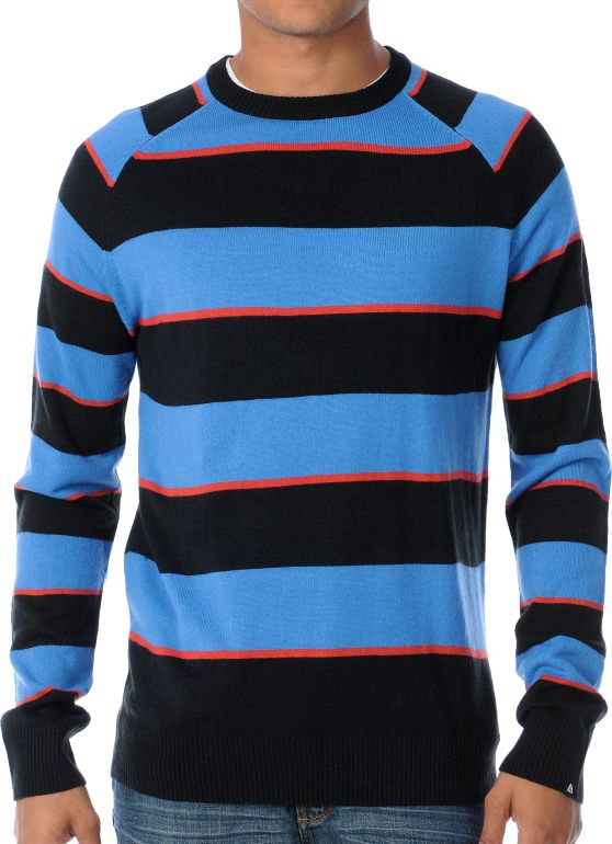 Matix MJ Big Stripe Black & Blue Crew Neck Sweater