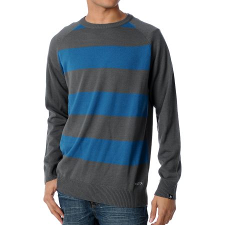 Matix MJ Big Stripe Blue & Grey Crew Neck Sweater