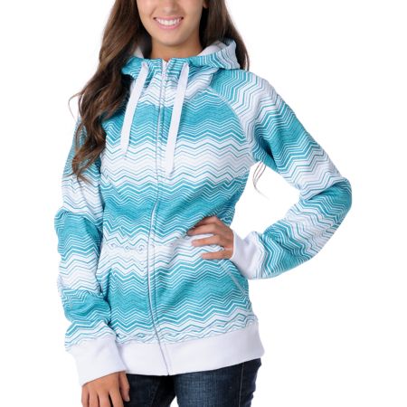 Empyre Girls Canyon Teal Stripe 2012 Zip Tech Fleece Jacket