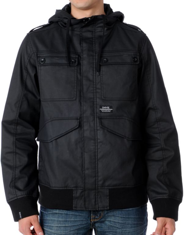 Empyre Helmsman Black Waxed Guys Bomber Jacket