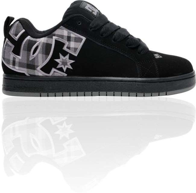 DC Court Graffik Black & Grey Plaid Skate Shoe