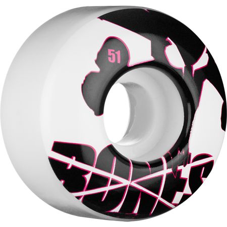 Bones Icons Pink & White 51mm Skateboard Wheels