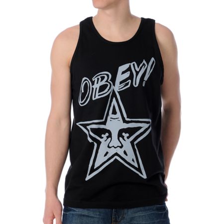 Obey Brush Star Black Tank 