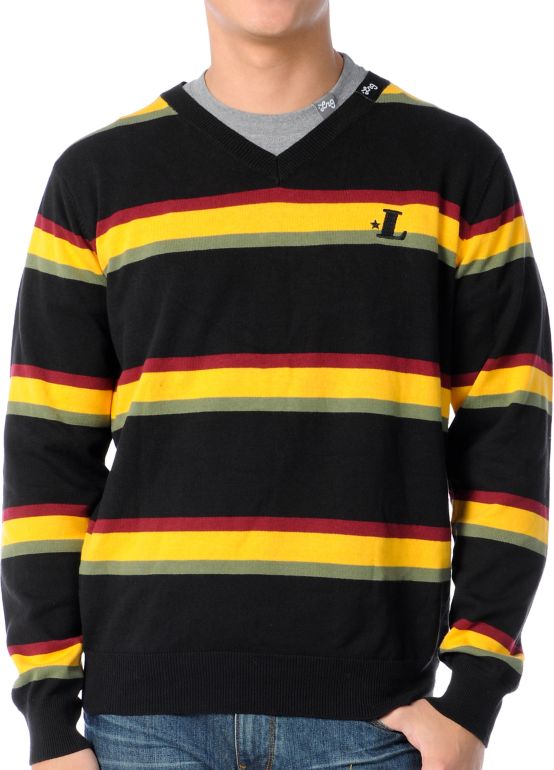 LRG Legacy Lives On Rasta V-Neck Crew Neck Sweater