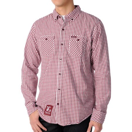 LRG CC Maroon & White Woven Shirt