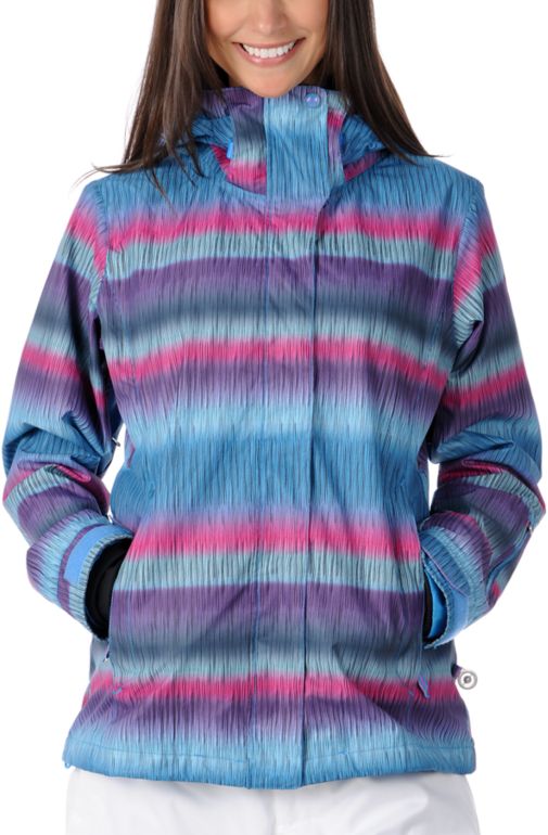 Roxy 2012 Jet Purple Stripe 8K Soft Shell Girls Snowboard Jacket