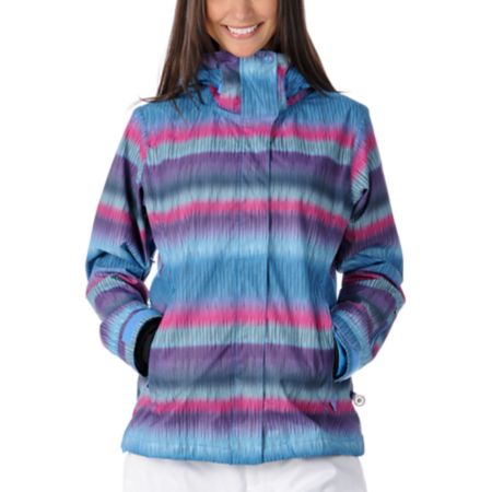 Roxy 2012 Jet Purple Stripe 8K Soft Shell Girls Snowboard Jacket
