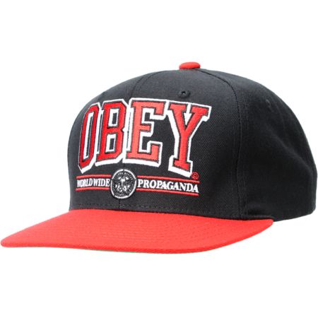 Obey Athletics Black & Red Snapback Hat