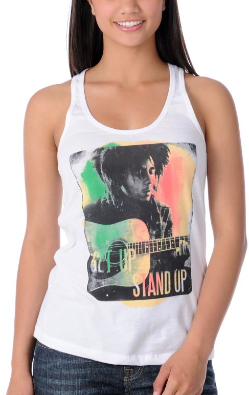 Billabong x Bob Marley Girls Get Up Stand Up White Tank Top