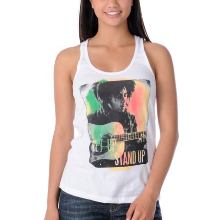 Billabong x Bob Marley Girls Get Up Stand Up White Tank Top