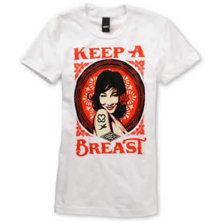 Obey Girls x Keep A Breast Foundation White Tee Shirt