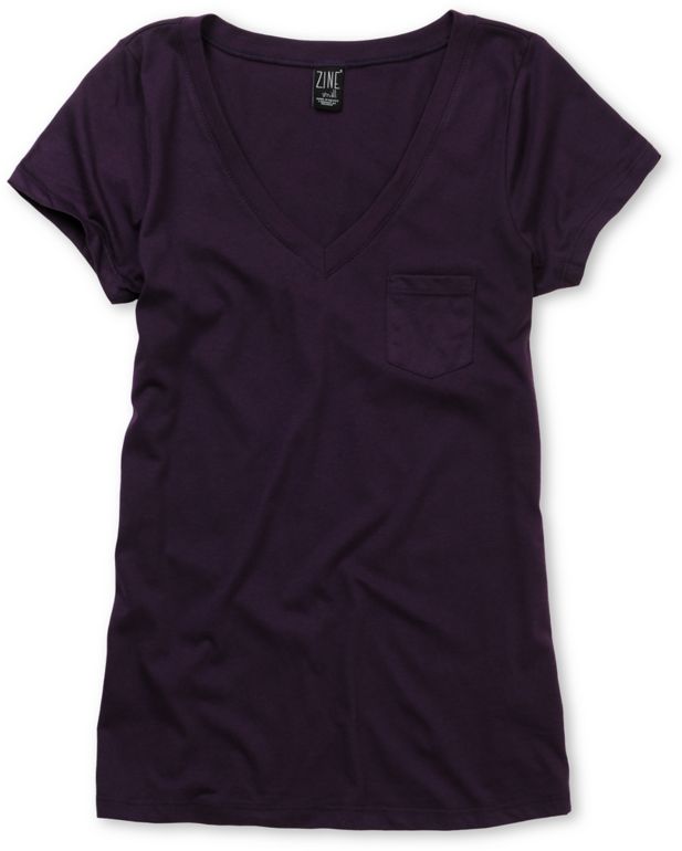 Zine Girls Pennant Purple V-Neck Tee Shirt