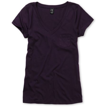 Zine Girls Pennant Purple V-Neck Tee Shirt