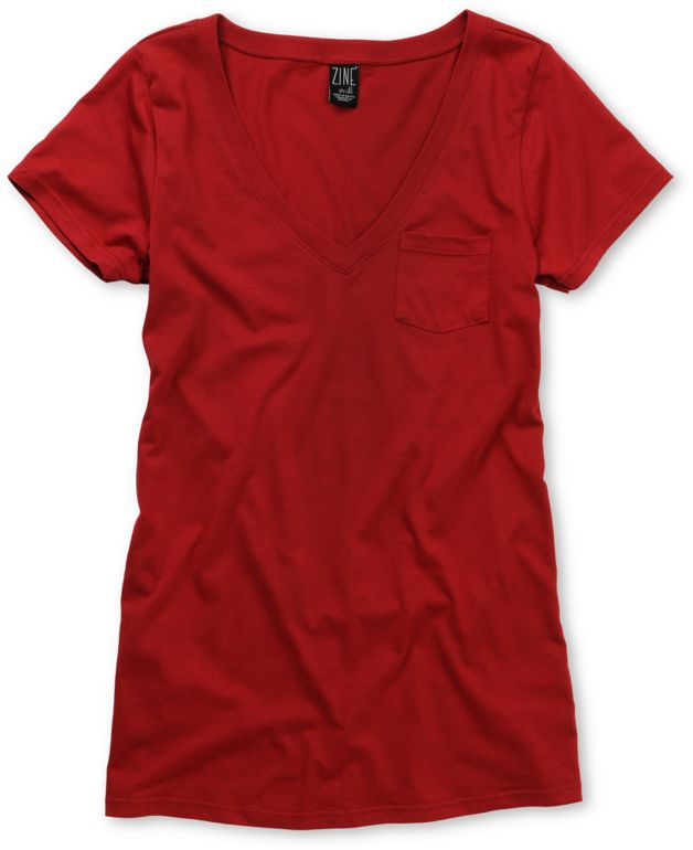 Zine Girls Jester Red V-Neck Tee Shirt