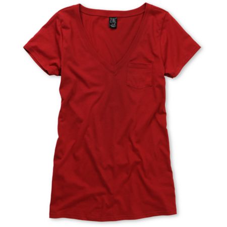 Zine Girls Jester Red V-Neck Tee Shirt