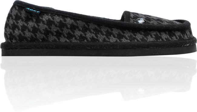 Roxy Del Mar Black & Grey Houndstooth Slippers
