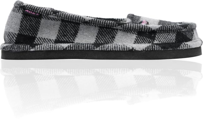 Roxy Del Mar Grey & Black Plaid Slippers