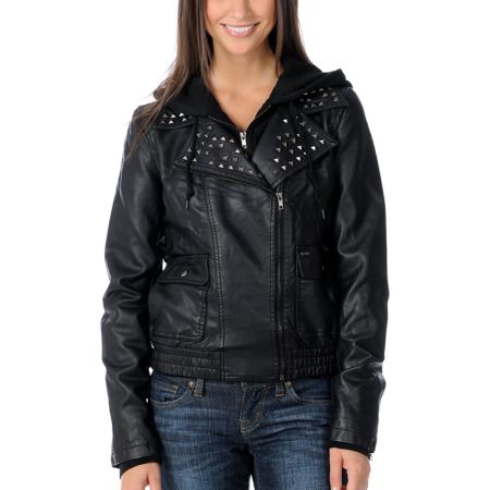 Obey Jump Street Black Studded Leather Jacket