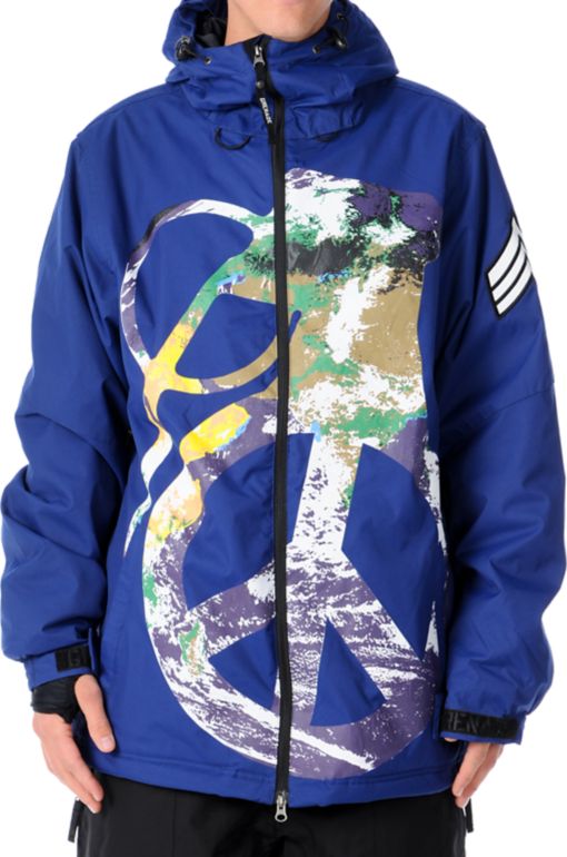 Grenade Peace Bomb 2012 Blue 8K Guys Snowboard Jacket