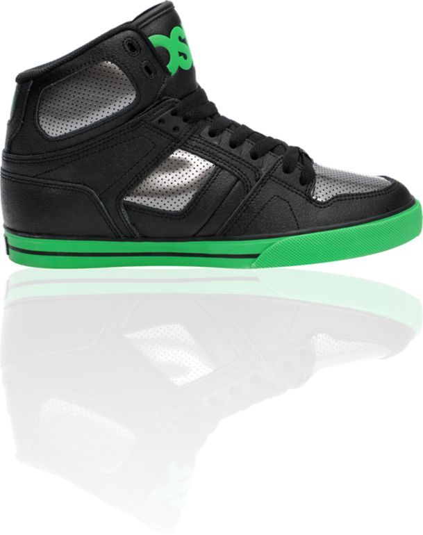 Osiris NYC 83 Vulc Black, Gunmetal, & Green Shoe