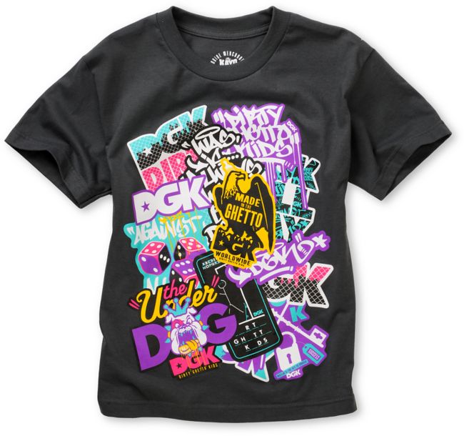 DGK Boys Sticker Pack Charcoal Tee Shirt