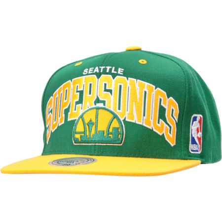 NBA Seattle Sonics Arch Mitchell and Ness Snapback Hat