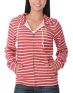 Obey High Fashion Red & Cream Stripe Girls Zip Up Hoodie