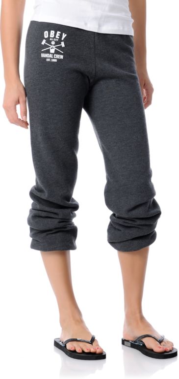 Obey Girls Vandal Crew Charcoal Sweatpant