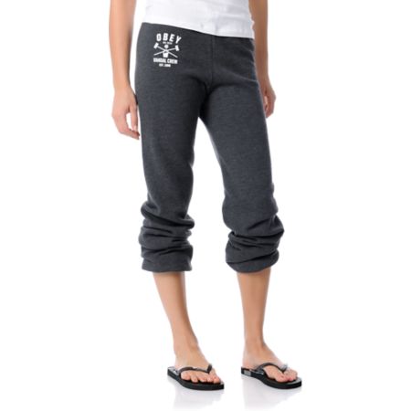 Obey Girls Vandal Crew Charcoal Sweatpant