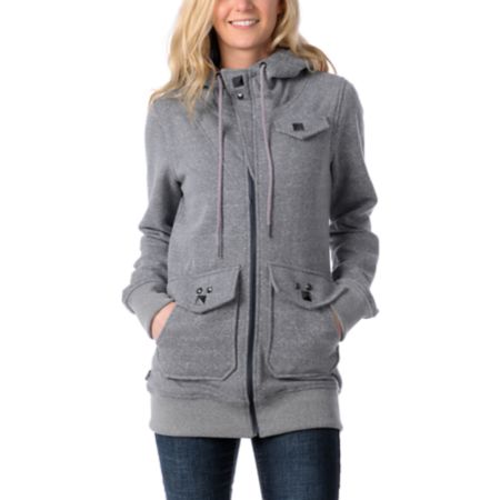 Volcom Girls Club Novelty 2011 Tech Fleece Zip Up Hoodie