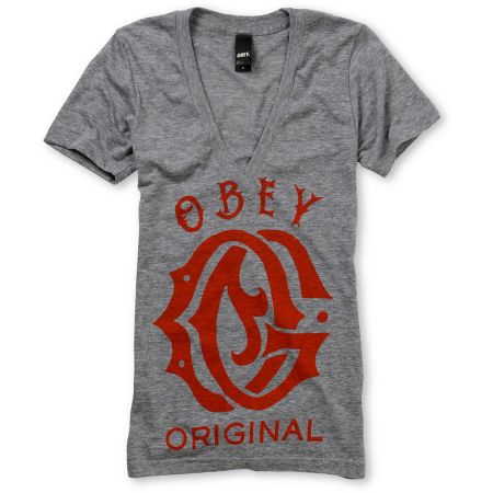 Obey Girls Original Deep V-Neck Tee Shirt