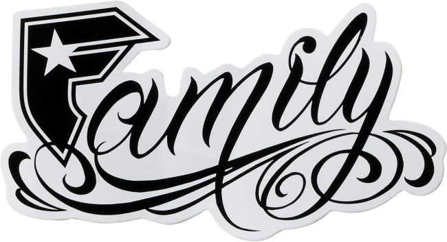 Famous Stars & Straps Black & White 6" Family Sticker