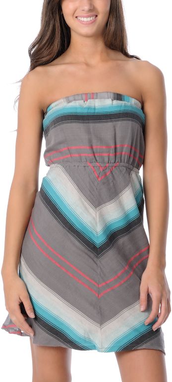 Billabong Girls Cambell Woven Grey Tube Dress