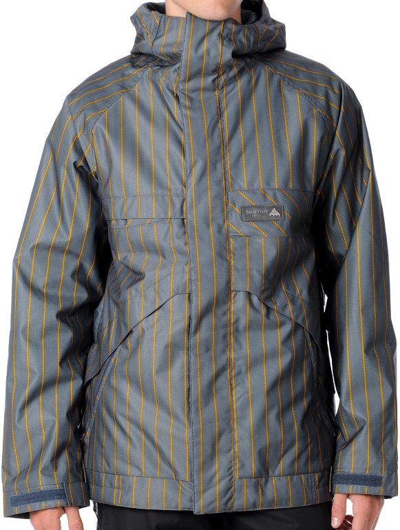 Burton Poacher 2012 Grey Quarry Chalk Stripe 10K Guys Snowboard Jacket
