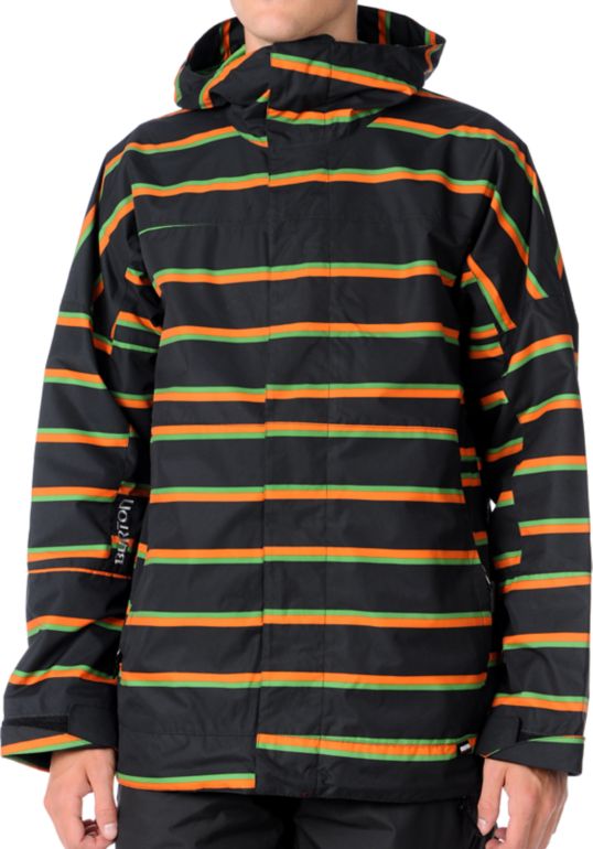Burton Launch 2012 Black Striped 10K Guys Snowboard Jacket