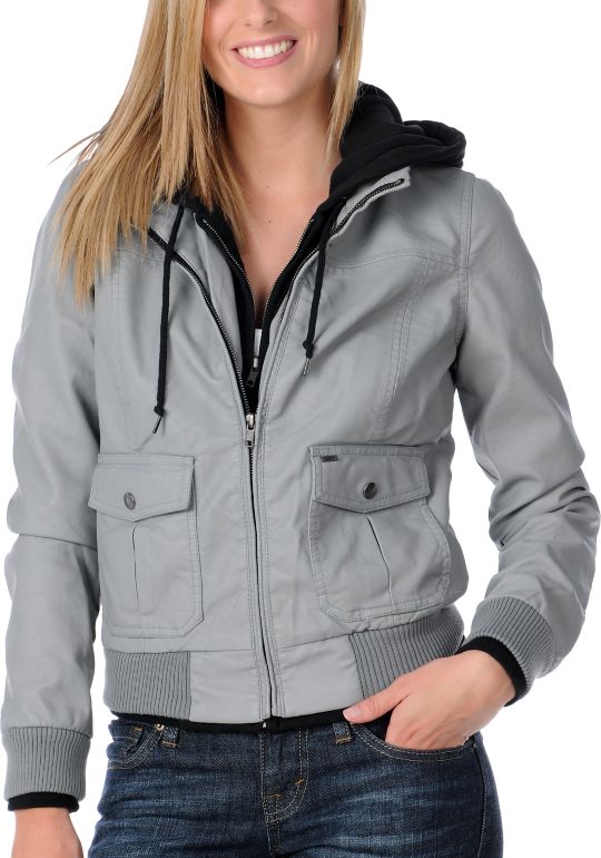 Obey Jealous Lover 2 Girls Grey Bomber Jacket