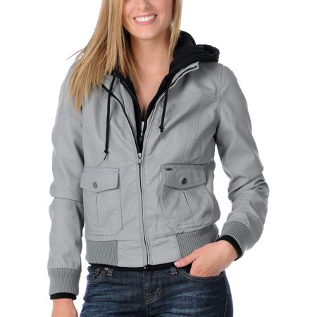 Obey Jealous Lover 2 Girls Grey Bomber Jacket