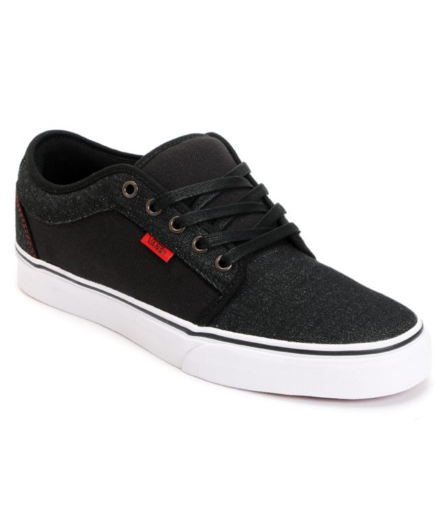 Vans Chukka Low Black Denim & Red Skate Shoe