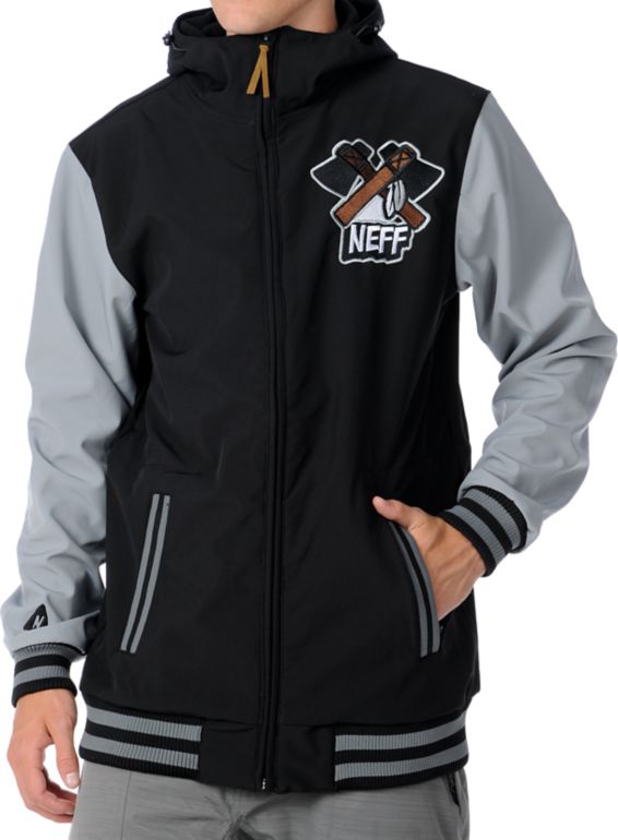 Neff Champ 2012 Black & Grey 10K Soft Shell Guys Snowboard Jacket