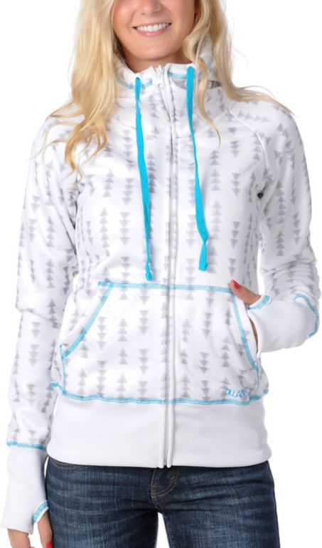 Billabong Girls Mirror Mirror White 2012 Tech Fleece Zip Up Hoodie