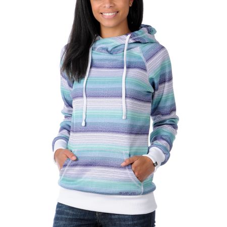 Billabong Girls Lullabye Stripe Pullover Tech Fleece Hoodie
