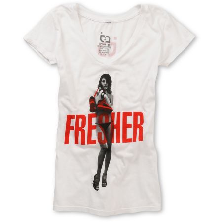 TMLS Girls Fresher  V-Neck White Tee Shirt