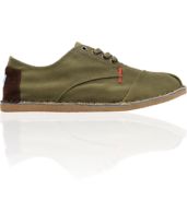 Toms Shoes Guys Desert Oxford Olive Canvas Shoes