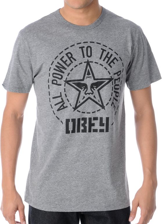 Obey Peoples Seal Heather Grey Tee Shirt