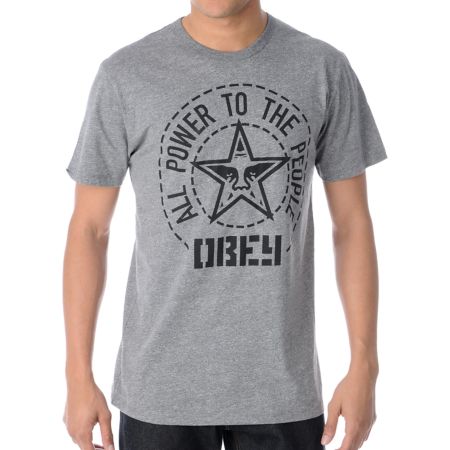 Obey Peoples Seal Heather Grey Tee Shirt