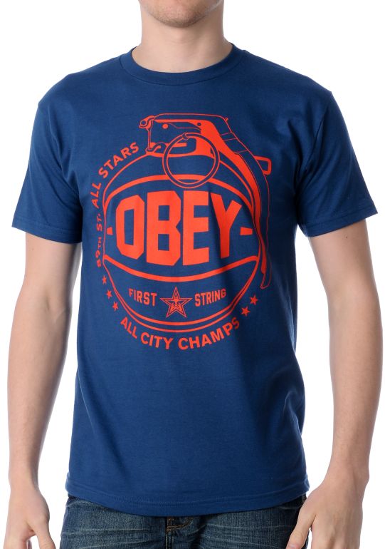 Obey Cant Jump Blue Tee Shirt