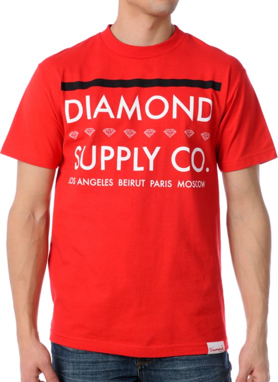 Diamond Supply Roots Red Tee Shirt