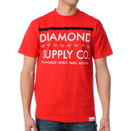 Diamond Supply Roots Red Tee Shirt
