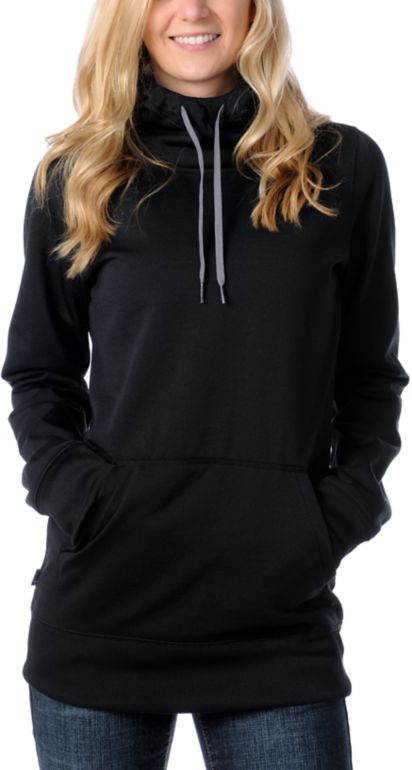 Volcom Girls Paris 2011 Tech Fleece Black Pullover Hoodie